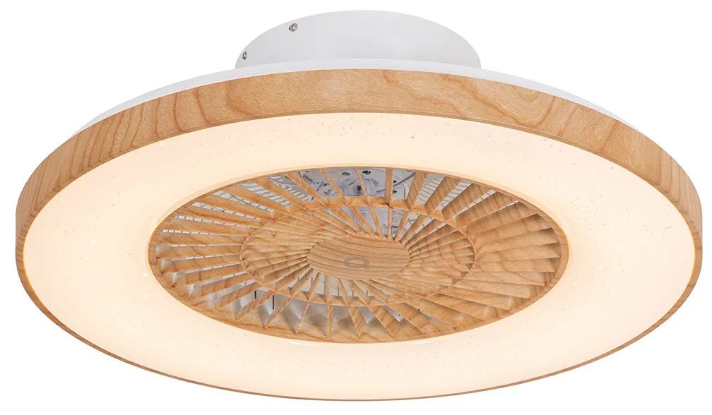 Ventilatore da soffitto stampa legno 60cm incl. LED dimmerabile con telecomando - Climo