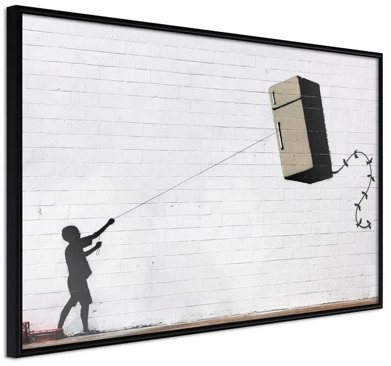 Poster  Banksy: Fridge Kite  Cornice Quadri Cornice nera, Larghezza x Altezza Home decor 90x60