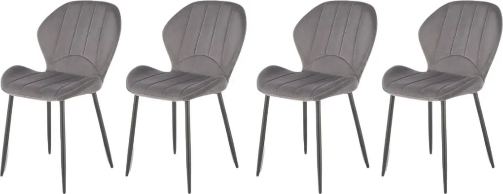 Set di 4 sedie K538 in velluto grigio
