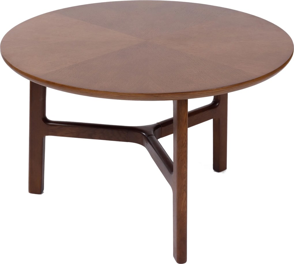 BELLUNO Noce Naturale (Marrone Scuro) - TAVOLINO DA SALOTTO IN LEGNO Ø65 cm ROTONDO MODERN CLASSIC