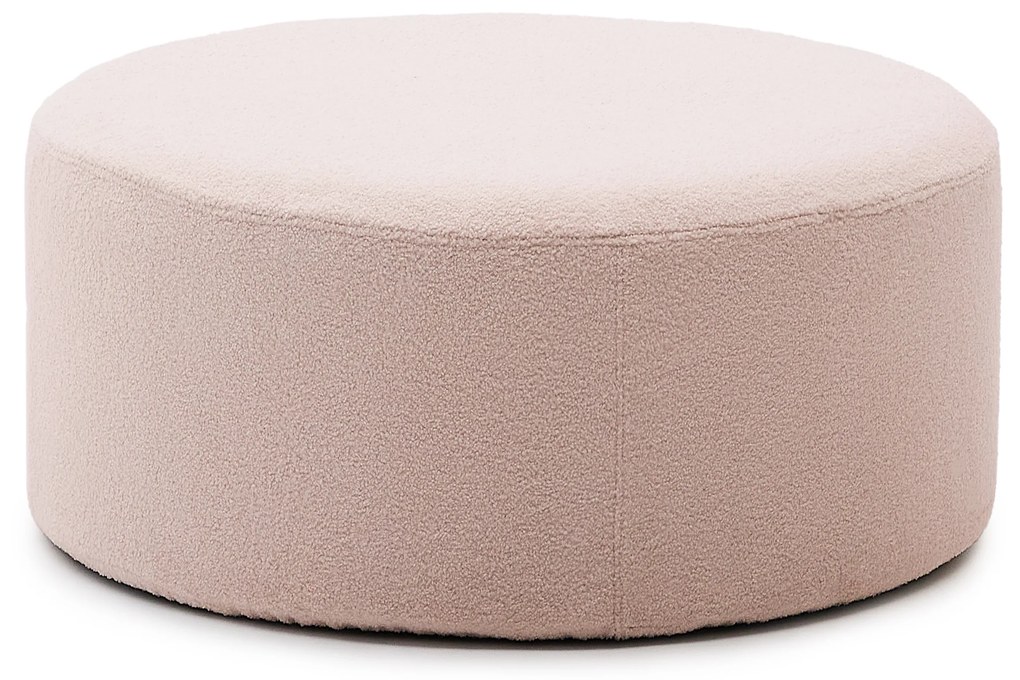 Kave Home - Poggiapiedi sfoderabile Kaeli in tessuto bouclÃ© rosa Ã˜ 90 cm