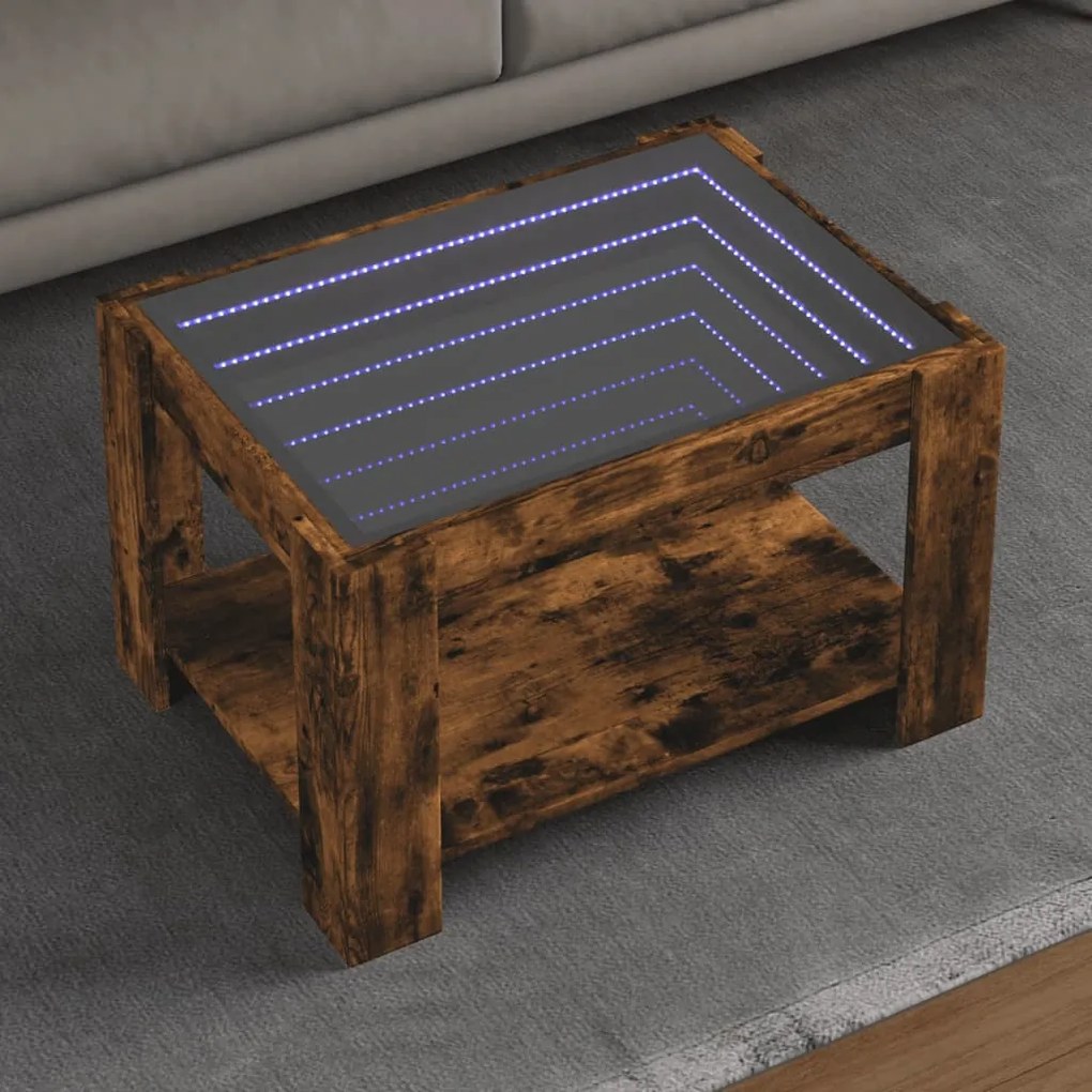 Tavolino Salotto Con Led Rovere Fumo 73x53x45 Cm Multistrato /