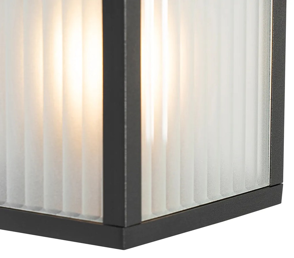 Lanterna da parete smart per esterni nera con vetro a coste incl. WiFi A60 - Charlois