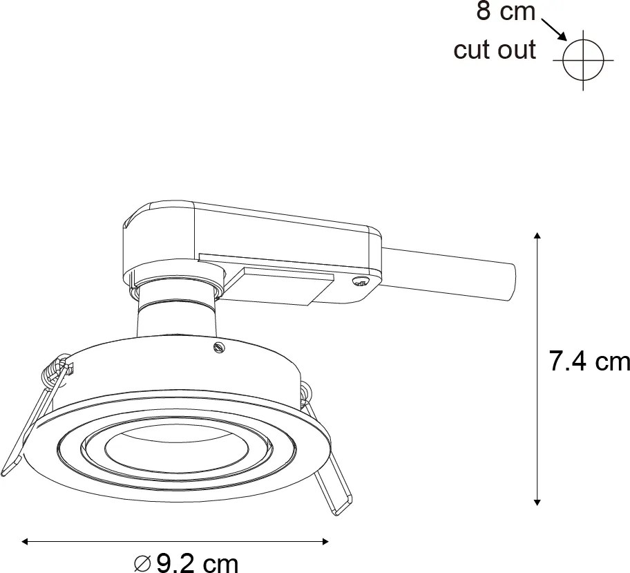 Faretto da incasso moderno canna di fucile GU10 50 mm rotondo orientabile - Rondoo