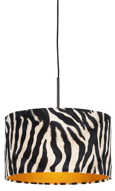 Lampada a sospensione moderna nera con paralume a zebre 35 cm - Combi