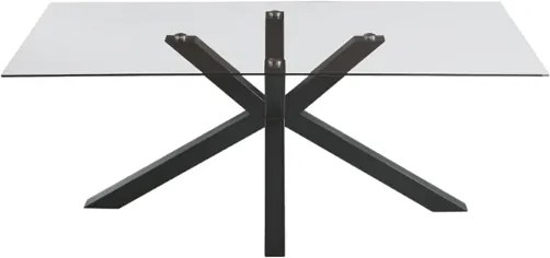 Tavolo da pranzo con piano in vetro e base in metallo 180x90 cm DANTE