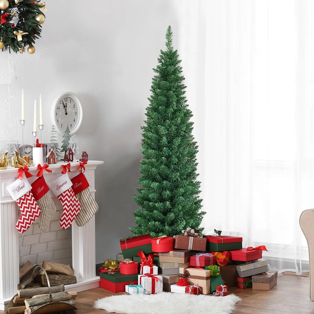 Costway Albero di natale artificiale 150cm con supporto in metallo e piedi in gomma, Albero decorazione natalizia