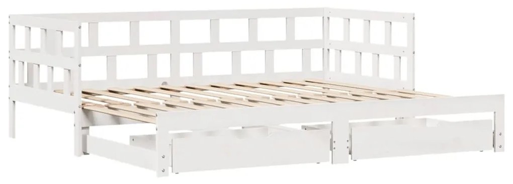 Dormeuse letto estraibile e cassetti bianco 90x190cm legno pino