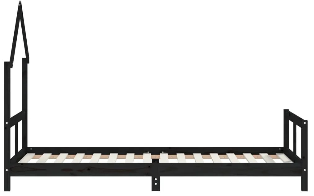 Giroletto per bambini nero 80x200 cm in legno massello di pino