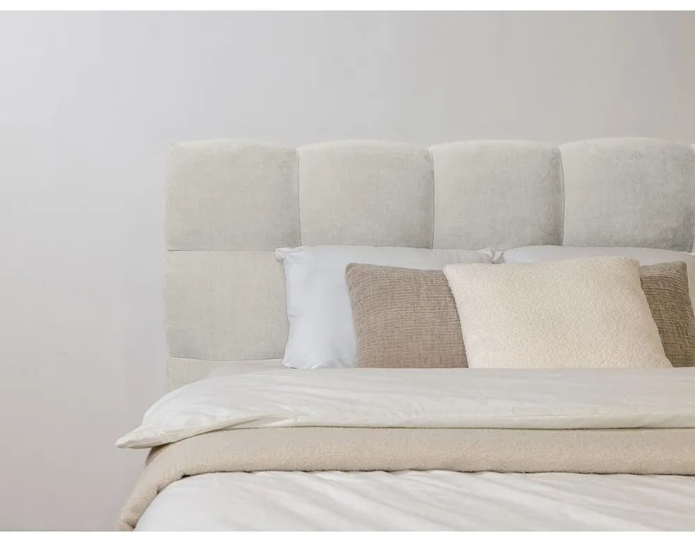 Letto matrimoniale imbottito grigio chiaro rete inclusa 180x200 cm Kumo - Bobochic Paris