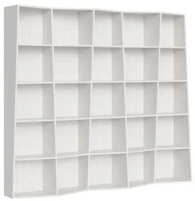 Libreria in legno Bianco 227x200h cm con 5 elementi e vani trapezoidali TREK