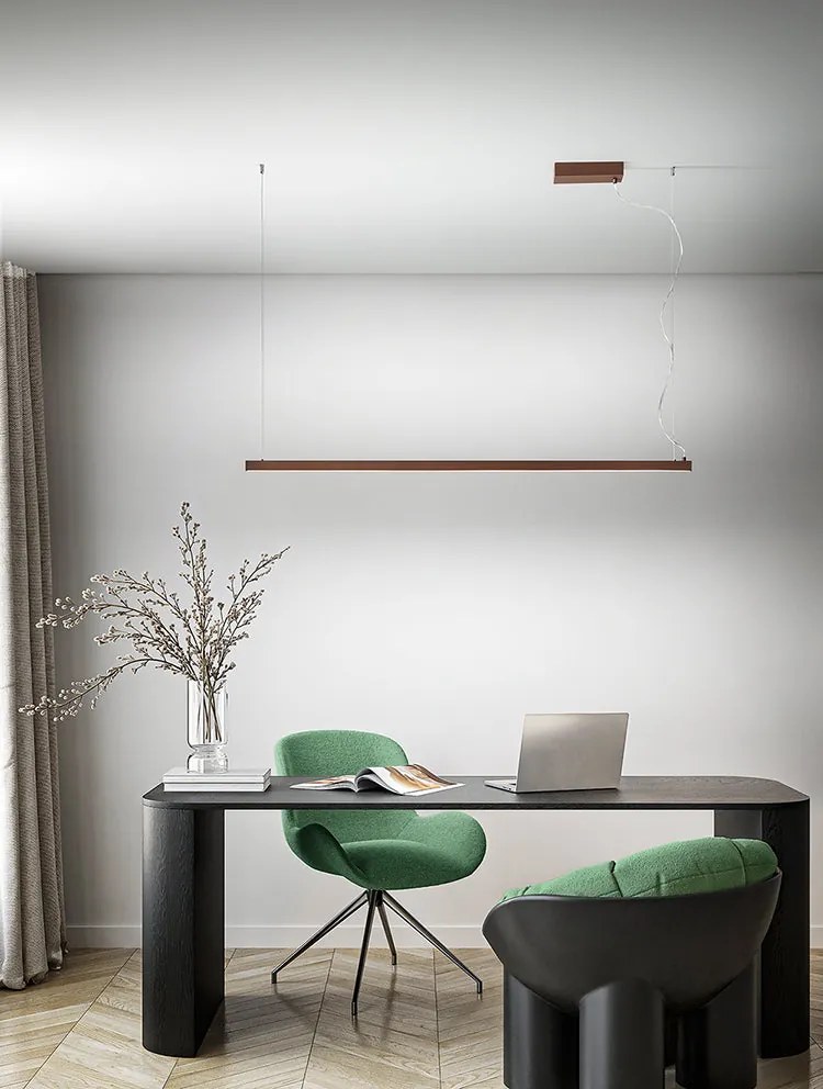 Perenz Link – sospensione lineare LED (bianco opaco / nero opaco / marrone metallizzato)