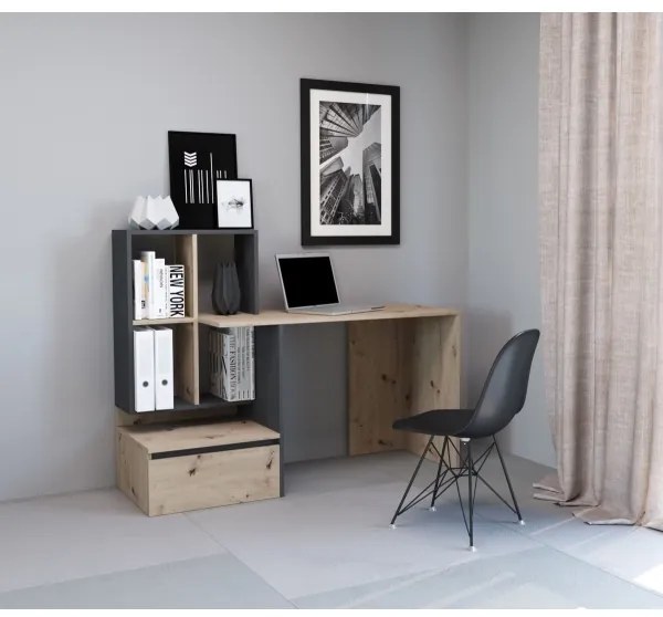 Scrivania con ripiano MARLO rovere artisan/antracite