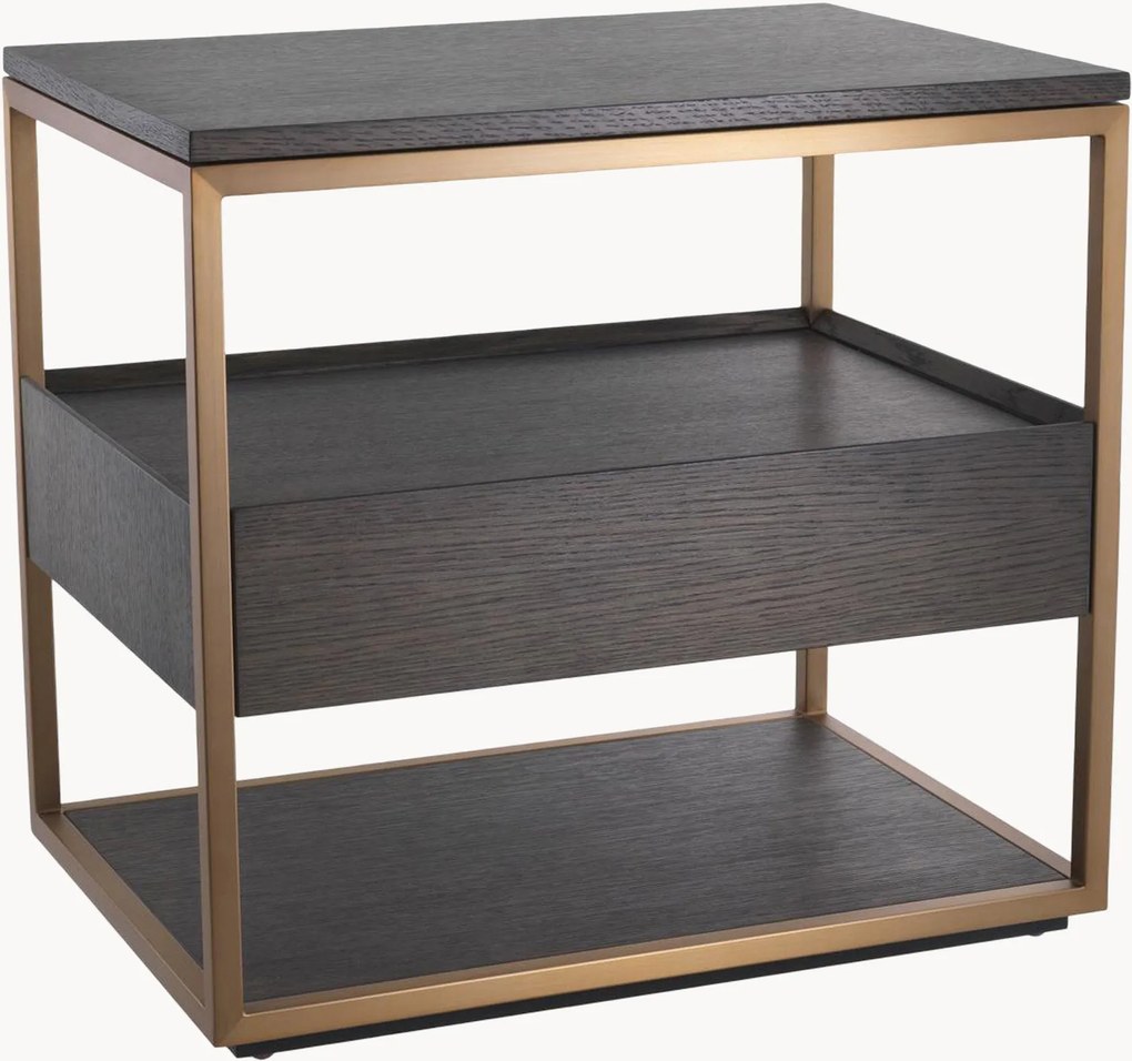 Comodino in metallo e legno con cassetto Parker