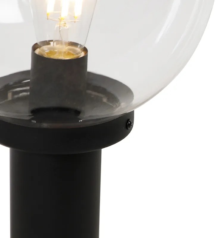 Lampada da terra per esterni nera con globo trasparente 50 cm IP44 - Sfera