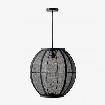 Lampada Da Soffitto In Lino Ziyec Nero & Ø45 Cm - Sklum