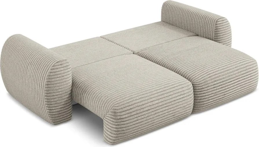 Divano marrone chiaro allungabile/con contenitore con rivestimento in velluto a coste 266 cm Kini – Makamii