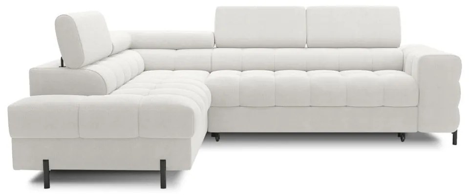 Divano angolare color crema allungabile/con contenitore (con penisola a sinistra/a L) con rivestimento in bouclé Ferucce – ELTAP