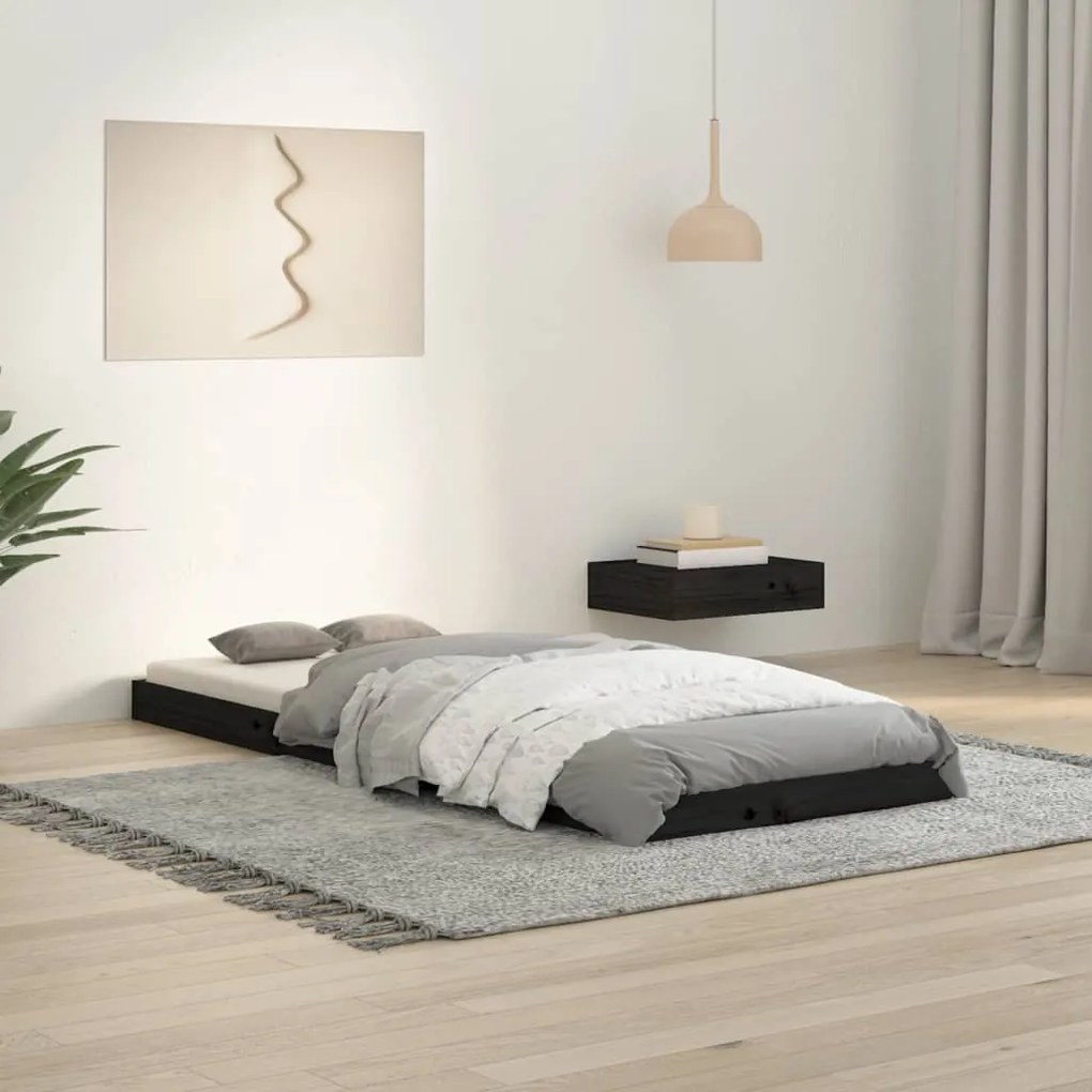 Giroletto Nero 75x190 Cm Small Single İn Legno Massello Di Pino /
