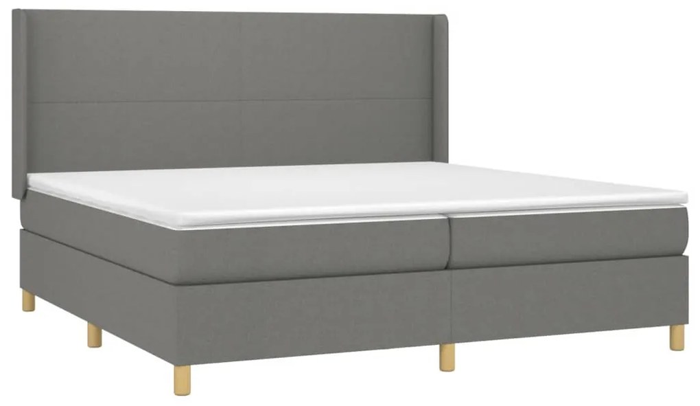 Letto a molle materasso e led grigio scuro 200x200cm in tessuto