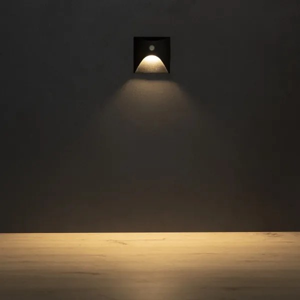 Kanlux 39130 - Lampada LED per gradini con sensore EXIN 2,5W/230V 3000K IP65 nero, quadrata