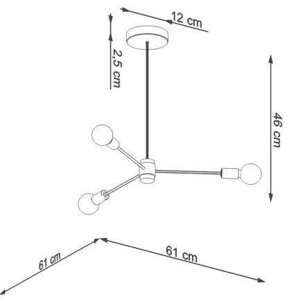 Sollux SL.1021 - Lampadario su palo LANGO 3xE27/60W/230V nero