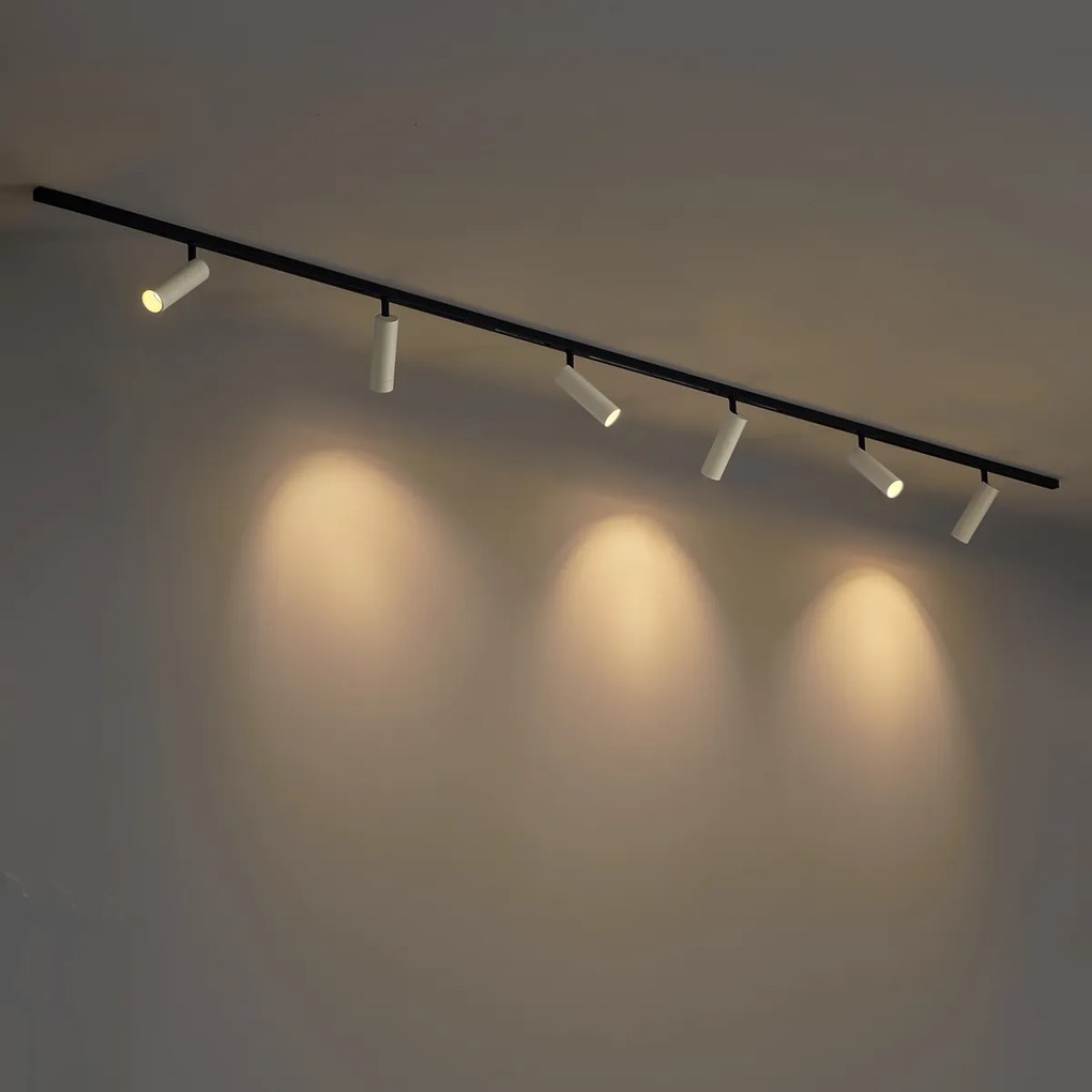 Sistema di illuminazione a binario moderno con 6 faretti beige monofase - Slimline Uzzy