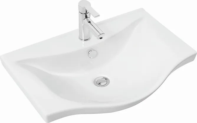 Composizione bagno a terra o sospesa 65 cm bicolore bianco e legno chiaro | LAC-ESTIA-65 - KAMALU