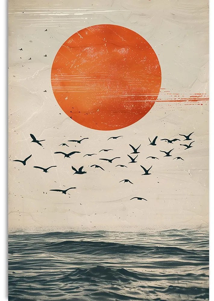 Stampa su tela – Japandi luna sul mare