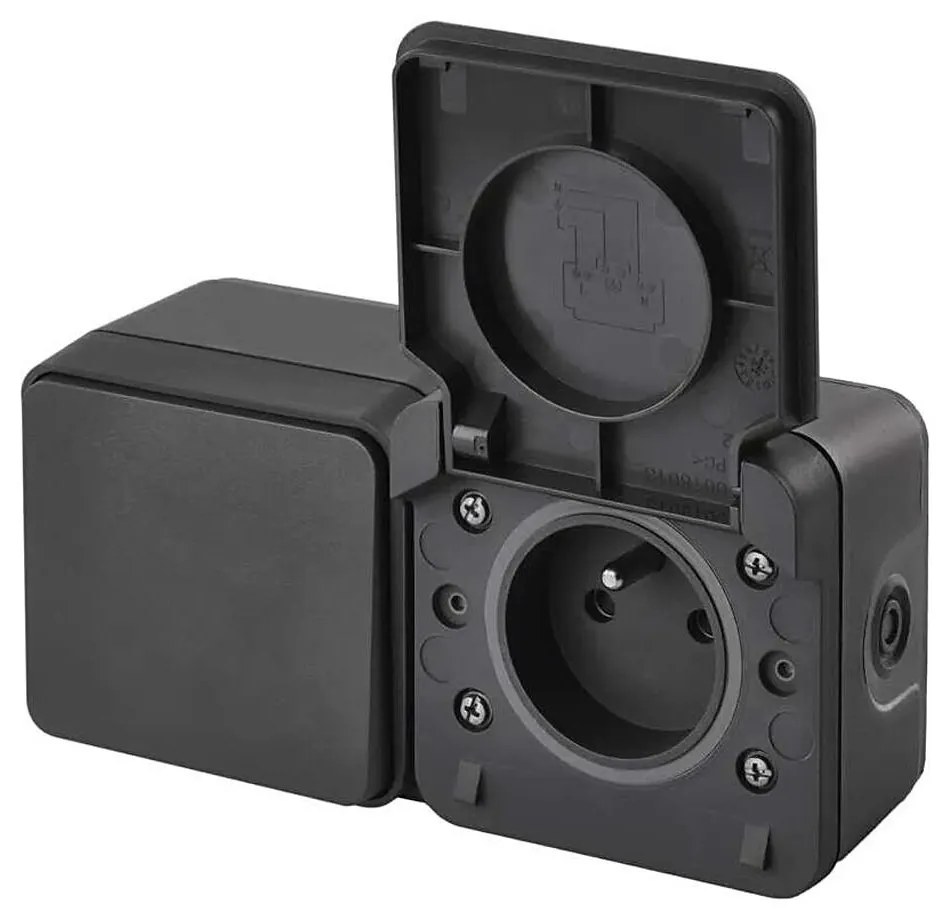 Interruttore alternante con presa 250V/16A IP55