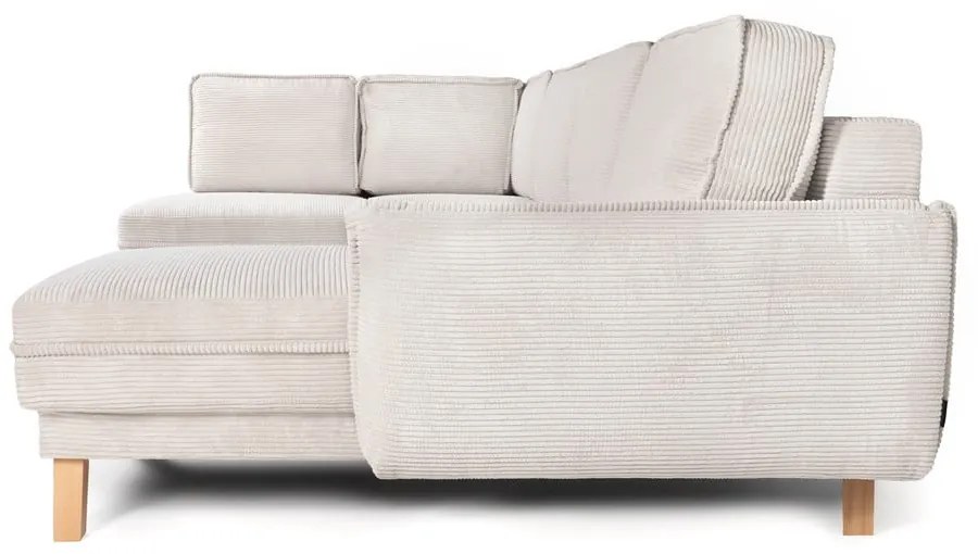 Divano angolare beige allungabile (con penisola a sinistra/a forma di "U") con rivestimento in velluto a coste Tori – Bonami Selection