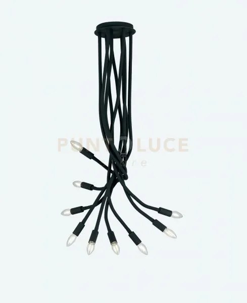 Plafoniera lover nera 9 luci attacco e14 20x20x100cm in metallo e s...