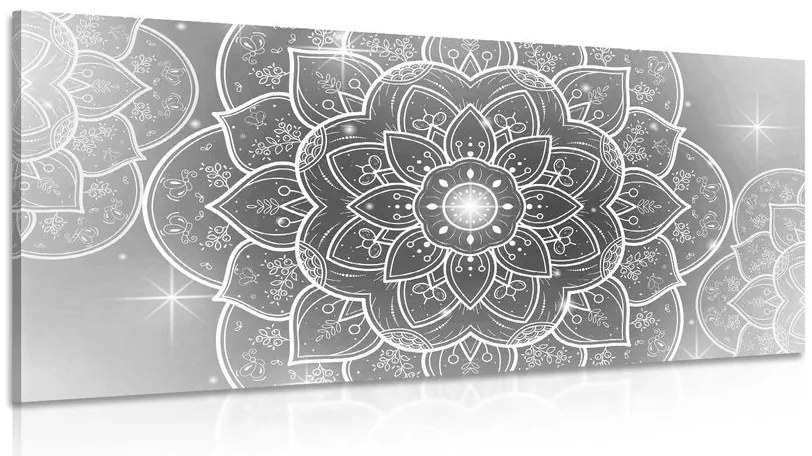 Stampa su tela – Mandala orientale in bianco e nero