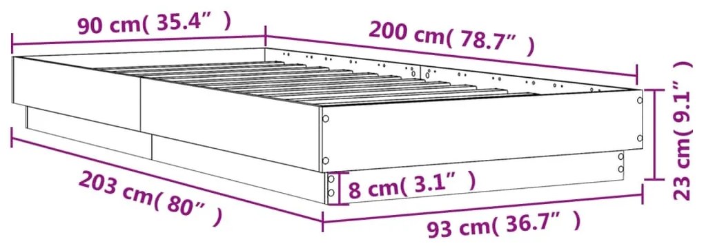 Giroletto Grigio Sonoma 90x200 cm in Legno Multistrato