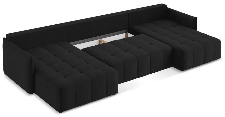 Divano angolare nero allungabile/con contenitore (a U) Moku – Makamii