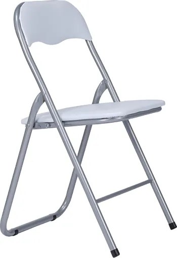 Sedia in metallo pieghevole seduta ecopelle BIANCO SET 6 PEZZI