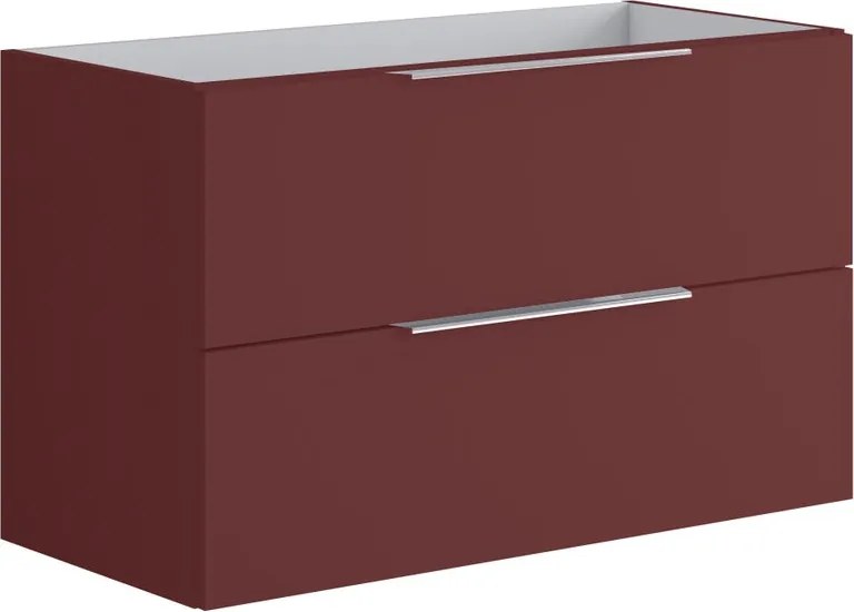 Mobile da bagno sospeso sotto lavabo L 99.5 x H 60 x P 45.5 cm rosso opaco, 2 cassetti Brera