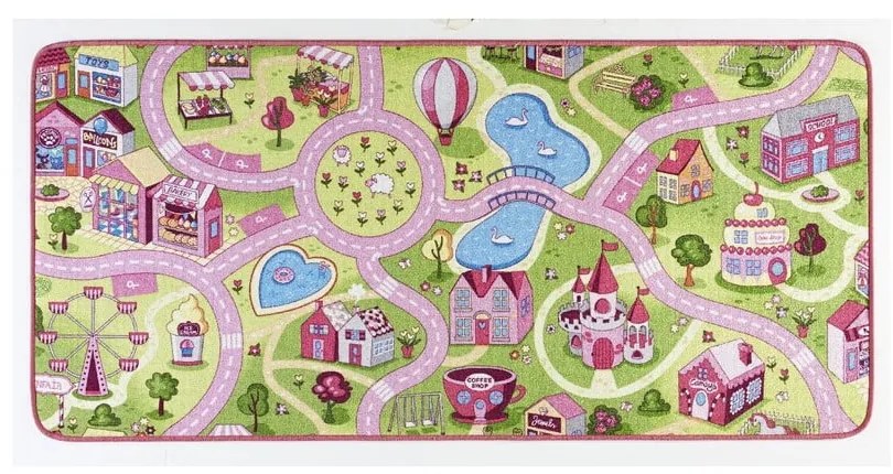 Tappeto da gioco per bambini rosa 90x200 cm Sweet Town – Hanse Home