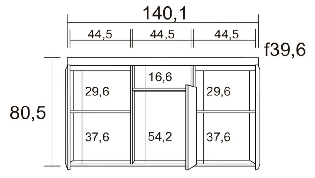 CREDENZA 3 PORTAS 140 CM ELIS