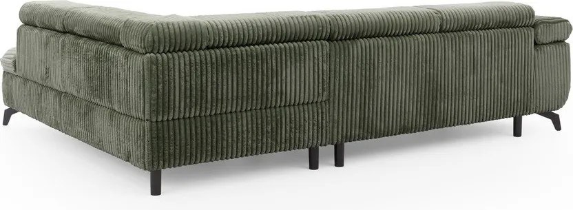 Divano angolare verde (con penisola a destra/a L) con rivestimento in velluto a coste Marbeya – Ropez