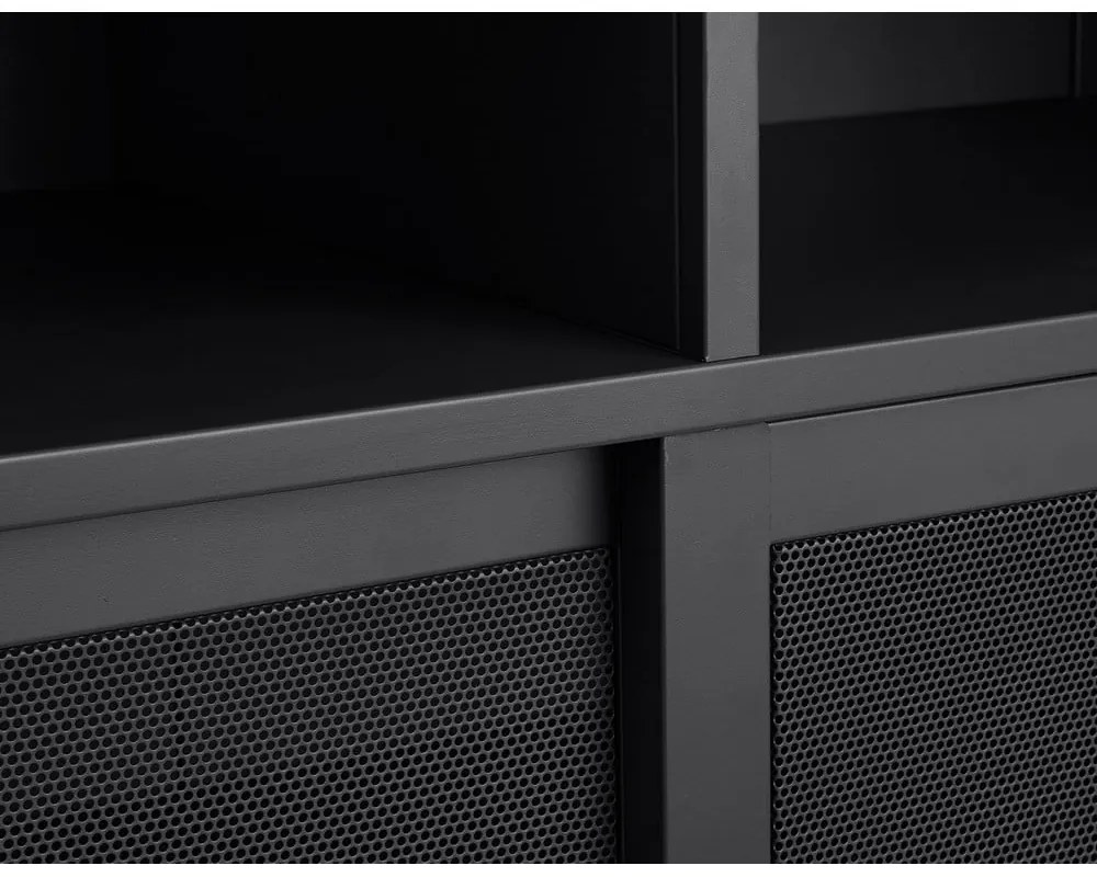 Armadietto nero in metallo con ante scorrevoli 90x140x40 cm Veep – Unique Furniture