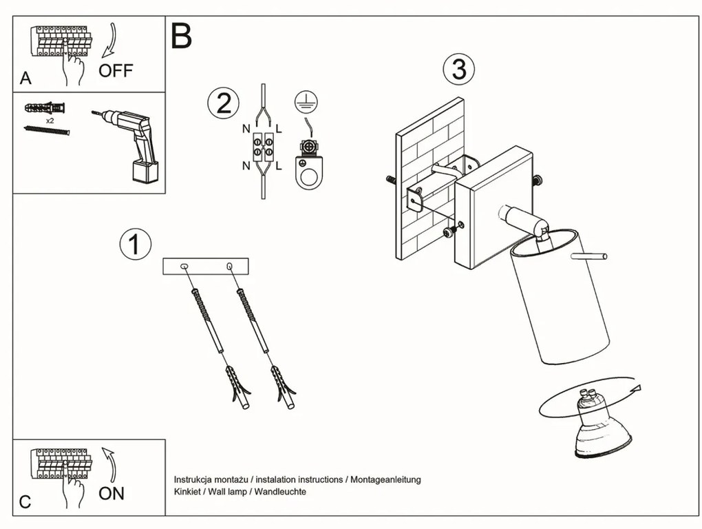 Lampada da Parete GU10 Orientabile in Legno Naturale BERG