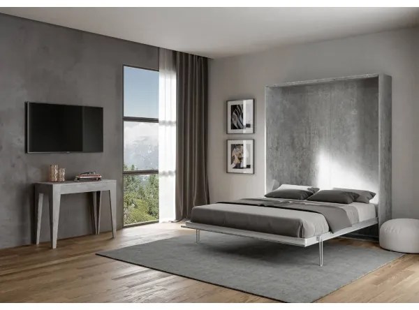 Letto a scomparsa verticale matrimoniale 160 cm Cemento KENTARO