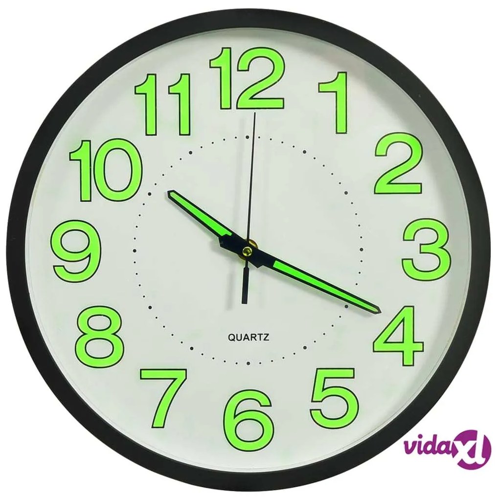 vidaXL Orologio da Parete Luminoso Nero 30 cm