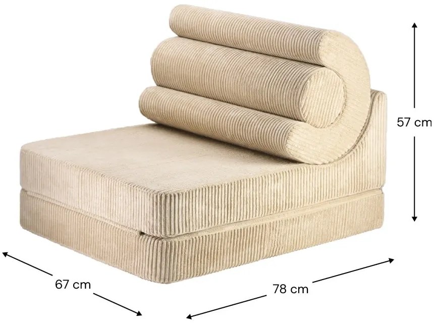 Poltrona per bambini marrone chiaro con rivestimento in velluto a coste Flipster – Wigiwama