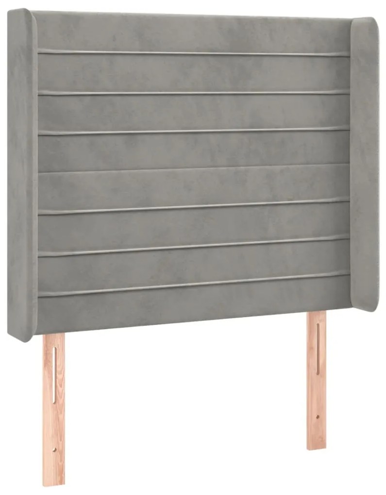 Testiera a led grigio chiaro 93x16x118/128 cm in velluto