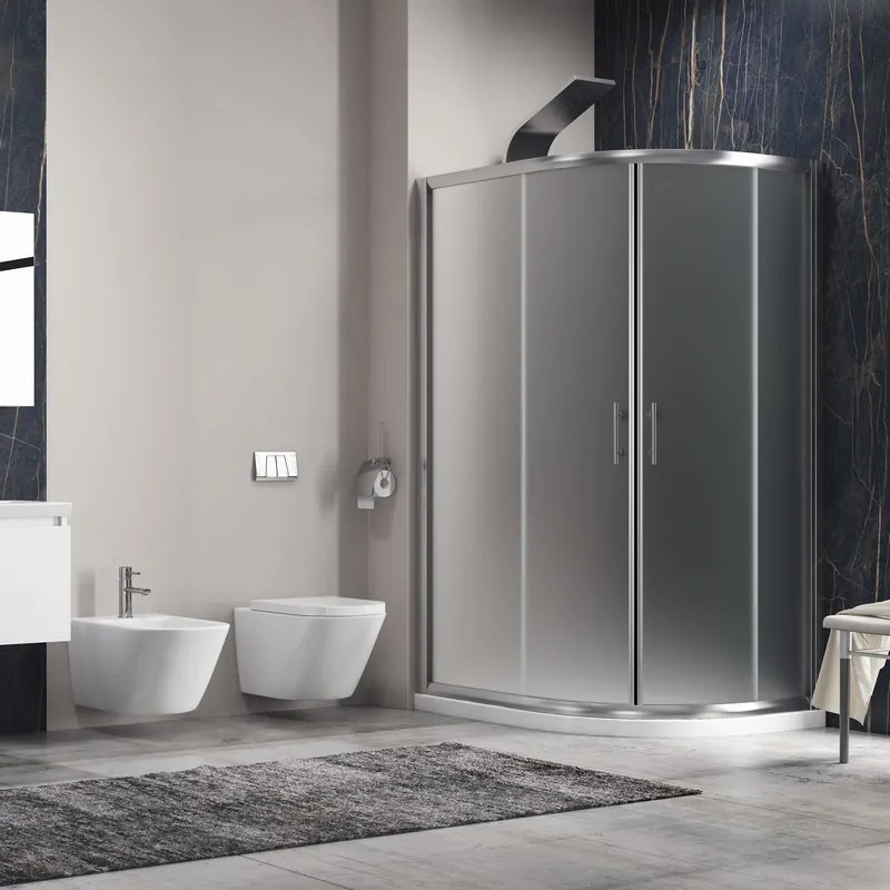 Box doccia stondato 100x80cm vetro satinato KAM-K270 - KAMALU