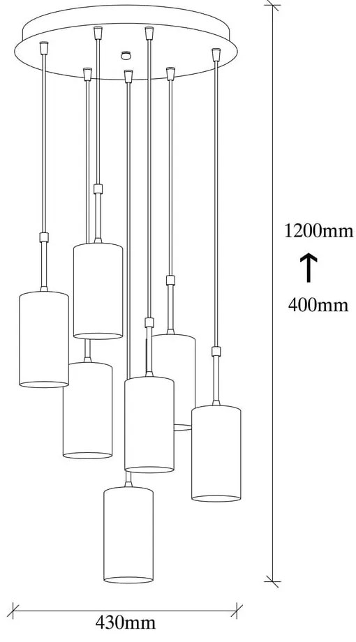 Lampada a sospensione per 7 lampadine in Kem Tube oro - Opviq lights
