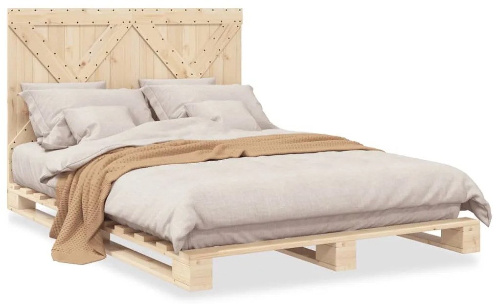 Giroletto con testiera 160x200 cm in legno massello di pino