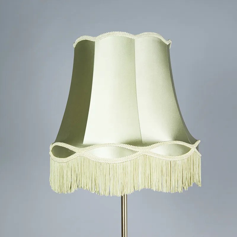 Lampada da terra retrò in ottone con paralume Granny verde 45 cm - Kaso
